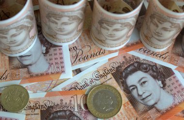 İngiliz poundu yakın plan. Büyük Britanya 'nın ulusal para birimi