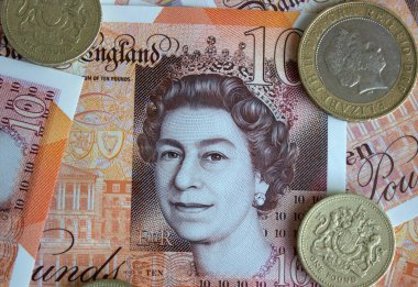İngiliz poundu yakın plan. Büyük Britanya 'nın ulusal para birimi