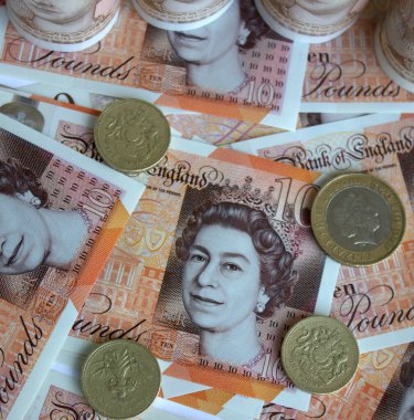 İngiliz poundu yakın plan. Büyük Britanya 'nın ulusal para birimi