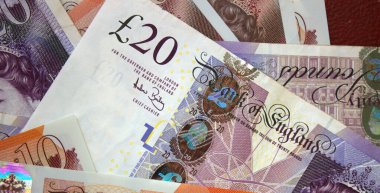 İngiliz poundu yakın plan. Büyük Britanya 'nın ulusal para birimi