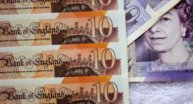 İngiliz poundu yakın plan. Büyük Britanya 'nın ulusal para birimi