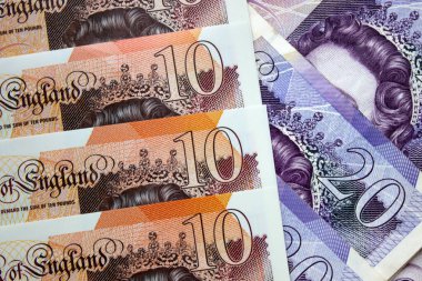 İngiliz poundu yakın plan. Büyük Britanya 'nın ulusal para birimi