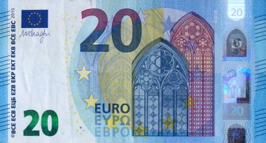 Avro parası yakın plan. Avrupa Birliği 'nin ulusal para birimi. Lviv, Ukrayna, 13 Nisan 2023