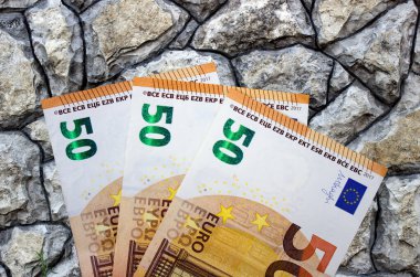 Avro parası yakın plan. Avrupa Birliği 'nin ulusal para birimi