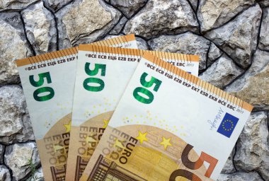 Avro parası yakın plan. Avrupa Birliği 'nin ulusal para birimi