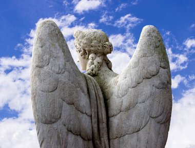 Büyük kanatları ile güzel melek. Koruyucu melek. Melek savior