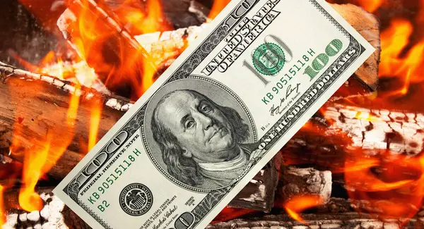 Arka planda yakın plan Amerikan doları. Amerika Birleşik Devletleri Ulusal Para Birimi