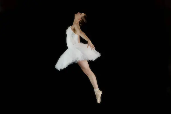 Ballerino Balletto Sfondo Nero Ballerina Posizione Danza — Foto Stock