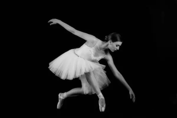 Ballet Dancer Black Background Dancer Dance Position — Stock Photo, Image