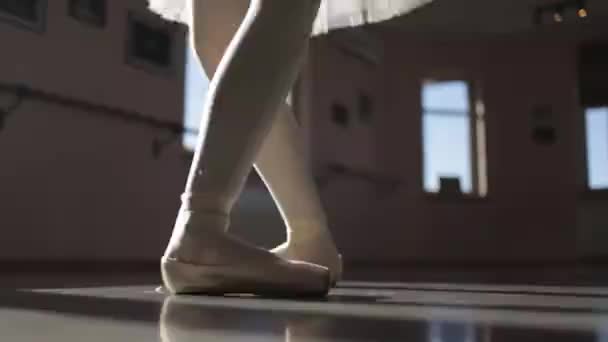 Tancerka Baletna Tańczące Nogi Tancerki Elementy Baletu — Wideo stockowe