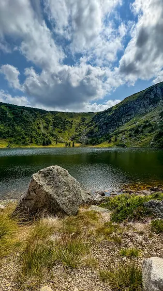 stock image Small Pond - Lake in the Karkonosze Mountains.Landscape with lake in the mountains. Beautiful landscape of mountains and lake.