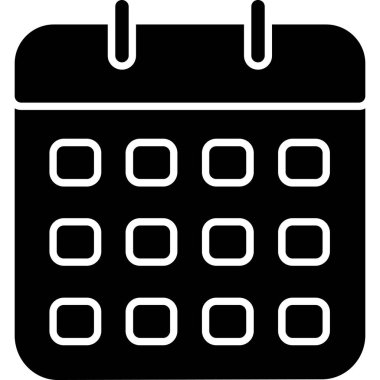 Beyaz arkaplanda izole edilmiş takvim simgesi ve vektör illüstrasyonu