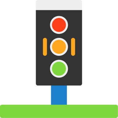 Trafik ışıkları düz simge, vektör illüstrasyonu