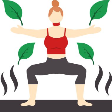 Yoga pozu veren kadın, vektör illüstrasyonu, eps