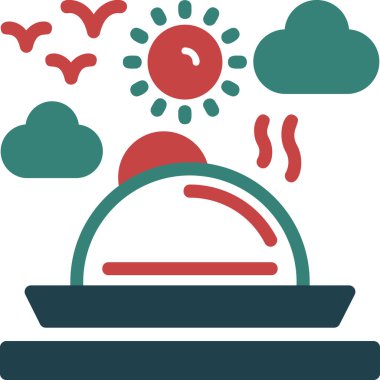 Restoran yemeğinin bir ikonunun vektör çizimi