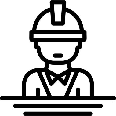 İnşaat mühendisi ikonu. Beyaz arkaplanda izole edilmiş web tasarımı için taslak inşaat mühendisi vektör simgesi