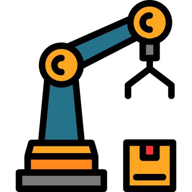 Robot kolu robot simgesi ile doldurulmuş dış hat biçimi