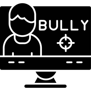 Siber zorbalık kavramı için katı siyah simge