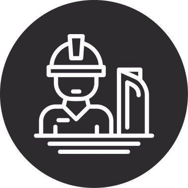 Mühendis adam ikonu. Web için insan vektör sembolünün özet çizimi