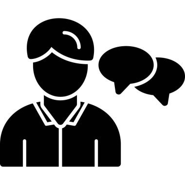 Kulaklık simgesi olan operatör. Beyaz arkaplanda izole edilmiş web tasarımı için kulaklık vektör simgesinin özet çizimi