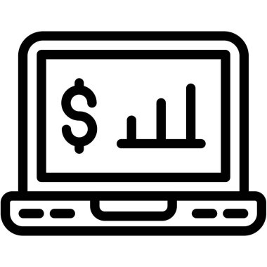 Dolar sembollü dizüstü bilgisayar, vektör tasarımı