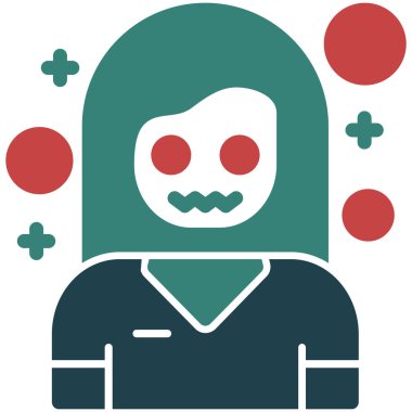 Zombi baş simgesi, vektör illüstrasyonu