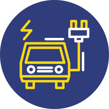 beyaz arkaplanda izole edilmiş trend düz biçimli elektrikli otomobil simgesi