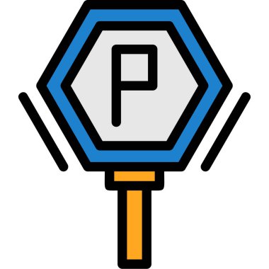 Otopark yolu simgesi doldurulmuş taslak biçiminde