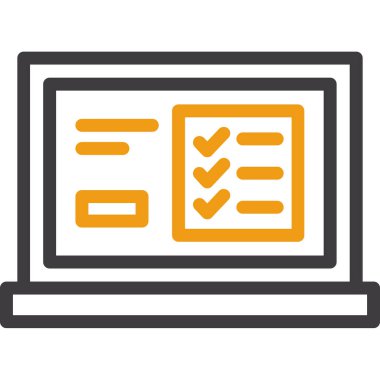 Kontrol listesi olan bilgisayar monitörü. Web simgesi