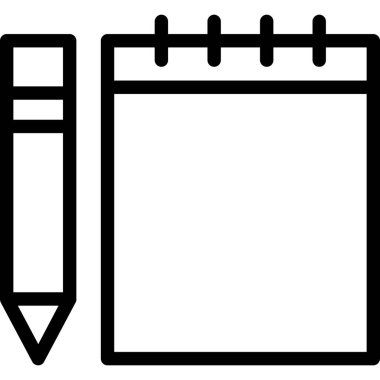 Kalem ve Pad Satır Simgesi, Vektör İllüstrasyonu