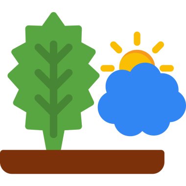 Güneş ve bulut simgesi olan ağaç