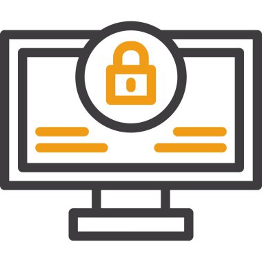 bilgisayar kilidi ikon vektör illüstrasyonu