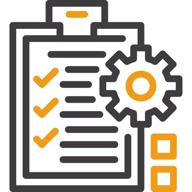 İş ve renk çift renk vektör biçimi kontrol listesi simgesi düz sembol, düz gri renk, yuvarlak açılar, beyaz arkaplan