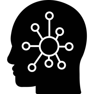 Beyin vektör simgesi. biçim siyah renkli düz sembol, yuvarlak açılar, beyaz arkaplan