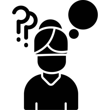 Soru cevabı man simgesi, vektör illüstrasyonu