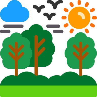 Orman doğa ekolojisi ikonu doldurulmuş ana hatlar biçiminde