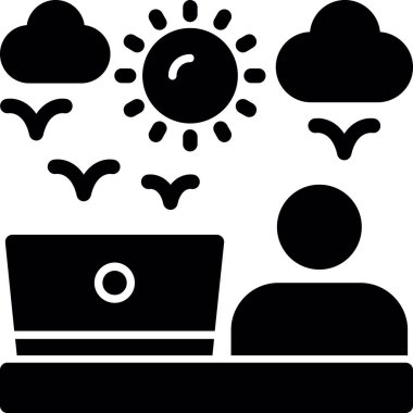 Bulut hesaplama bilgisayar simgesi katı biçiminde