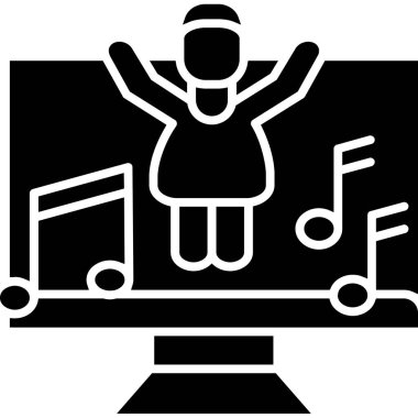 Müzik simgesi vektör illüstrasyonlu kız