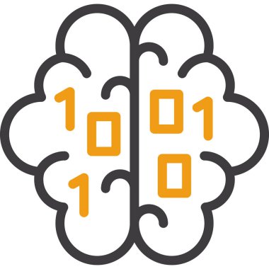 Beyin numarası 01 simgesi. Beyaz arkaplanda izole edilmiş web tasarımı için 0. 1 numaralı beyin vektör simgesi