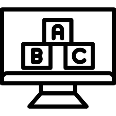 Bilgisayar monitörü simgesi. Beyaz arkaplanda izole edilmiş web tasarımı için ana bilgisayar izleme vektör simgesi