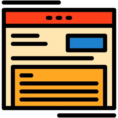 Web tarayıcı simgesi. anahat tarayıcı pencere vektör rengi düz izole