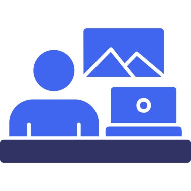 Dizüstü bilgisayarında insanlar var. vektör simgesi