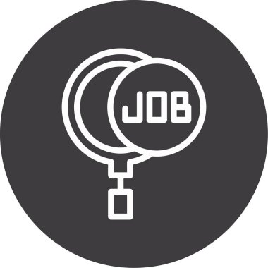 Vektör simgesini bul. Bu yuvarlak düz sembol beyaz arkaplanda siyah ve gri renklerle çizilir..