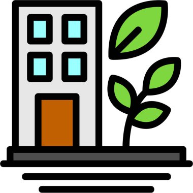 Bina. Web simgesi basit illüstrasyon