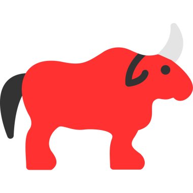 boğa hayvanı, vektör, illüstrasyon, düz biçim simgesi