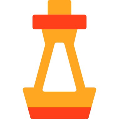 Bir çizgi film kırmızı ve sarı renkli ikonun vektör çizimi