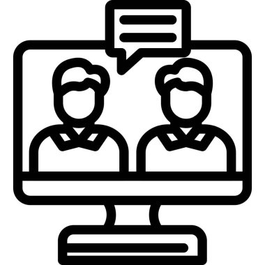 İş görüşmesi ikonu ana hatları vektörü. Online toplantı. iş ekibi