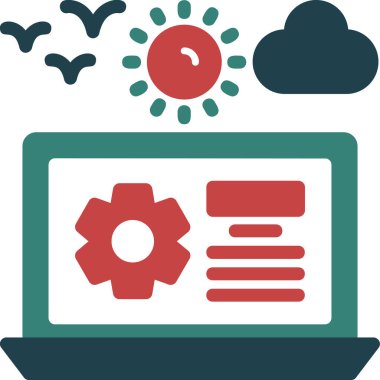 Dizüstü bilgisayar simgesi vektör çizimi