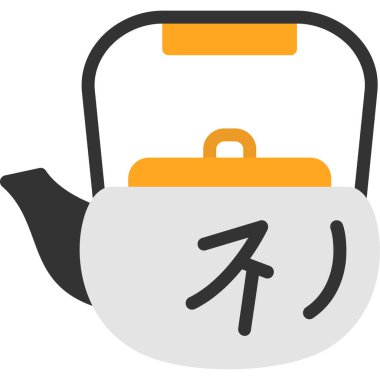 Beyaz arkaplanda vektör renk çizgisi çaydanlığı simgesi