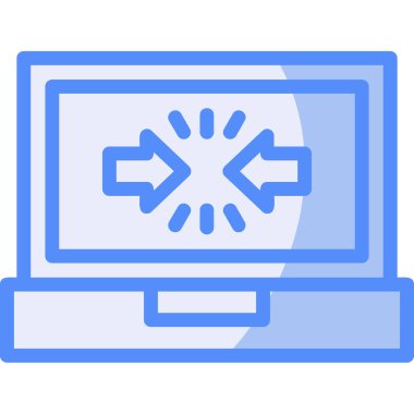 bilgisayar ekranı izleyici simgesi, ana hatlı vektör illüstrasyonu